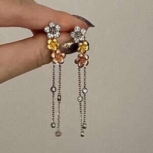 Sapphire Studios Cherry blossoms flower dangle earrings Japan jewelry new silver
